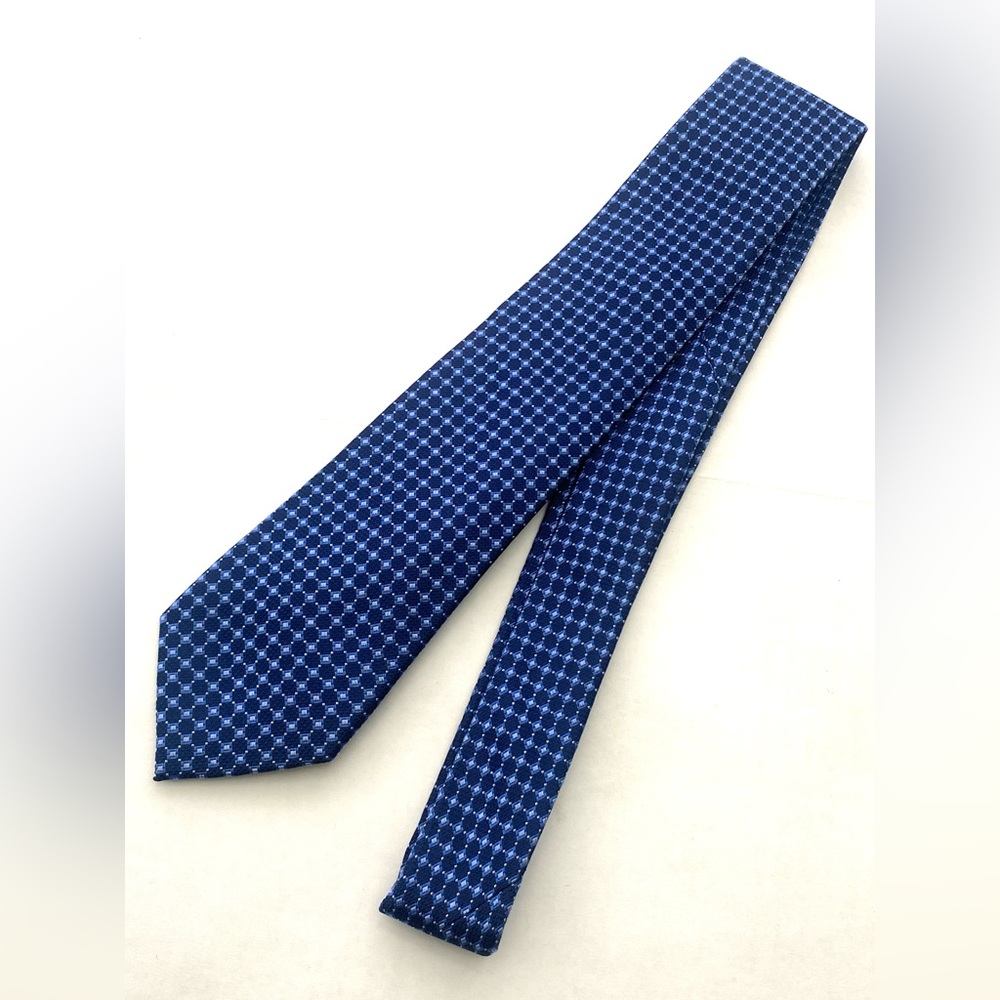 Nautica Navy Blue Check Silk Necktie